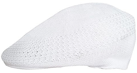 Flat Cap Country Style Peaked Sun Hat for Bowls/Bowling Golf - White (as8, Numeric, Numeric_7)