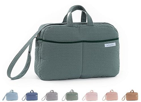 mi bollito – Bolso de maternidad Crossbody para carrito de bebé y para hospital. Bolsa organizadora práctica y elegante de gran capacidad. Producto fabricado en España. (Verde)