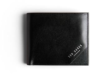 Ted Baker Herren Prugs Embossed Corner Leather Bifold Coin Wallet Reisezubehör-Bi-Fold-Brieftasche, Schwarz