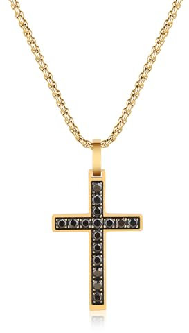 GAVU Jesus Kreuz Kette Herren Gold Kette Halskette mit Edelstahl Boxkette Goldkette 60cm