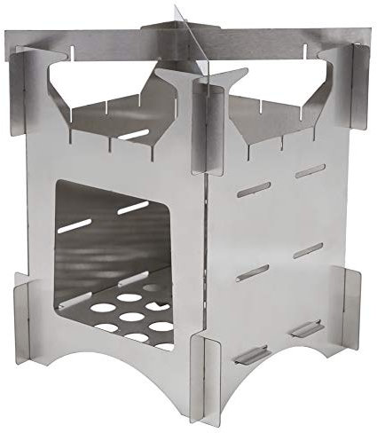 Fornello da campeggio, in acciaio inox, pieghevole, mini fornello a legna per picnic, barbecue, campeggio, escursioni, viaggi, 10 x 10 x 12,7 cm