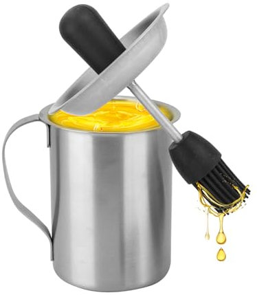 BBQ Baster Pinsel und Sauce Bratentopf Set, ONEVER Edelstahl 304 Brattopf mit Pinsel, BBQ Backpinsel für Grill - Fleischpinsel zum Backen, BBQ Sauce Topf, Fleischspritze Set, FBA-178ZW-4461316-youhu