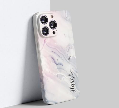 EKAM Personalised Marble Case for iPhone 11 - Fully Printed 3D Marble Pattern Shockproof TPU Bumper back Cover, Customise Your Own Name Text (Flower Marble, iPhone 11)