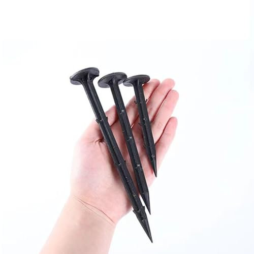 100 Chiodi a Terra Ancoraggio da per Giardino per Tessuto Nero Picchetti plastica per Tela Antierba Telo Pacciamatura Teloni di Copertura Protezione (20cm)