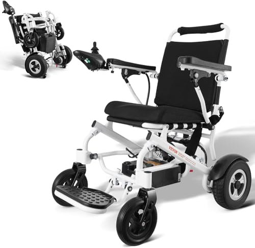 VEVOR Fauteuil roulant électrique pour adultes seniors, capacité de poids 136 kg, fauteuil roulant motorisé léger et pliable largeur 449,58 mm, chaise électrique tout terrain alliage d'aluminium 20 km