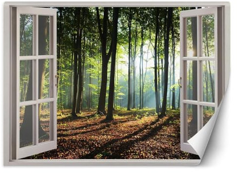 KunstLoft 'Forest Whisper' Tapete Mediterran Moderne Fototapete für Wohnzimmer, Büro, Schlafzimmer 140x100 cm