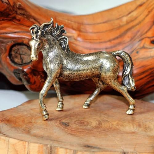 DUOLAIYUNSO Bronzefigur, 6,5 x 5,5 cm, Vintage-Kupfer-Tier-Zodiak-Pferd, Miniatur, Büro, Desktop-Dekoration, Ornament, Heimdekoration, Messinghandwerk