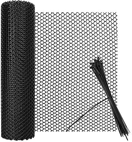 Hühnerzaun Geflügelzaun Kunststoffgitter Kunststoffzaun 8mm Loch Gartennetze Zaunnetz Katzennetz für Balkon Garten (Schwarz, 40cm×5m)