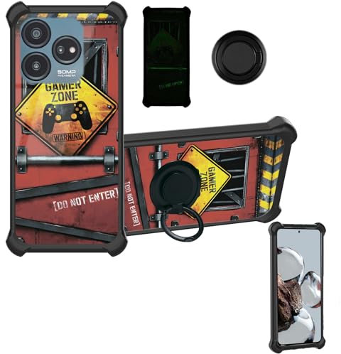 Aroepurt hülle Kompatibel Für ZTE Optus X Tap 3 Hülle Case Handyhülle Schutzhülle Cover [Mit 9H Härte HD Schutzfolie] PC + Silikon Ständer YGH-JGP