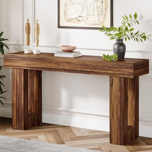 Tribesigns Table Console rectangulaire de 160 cm de Long, Table Basse derrière Le canapé pour entrée, Couloir, Salon (Marron Rustique)