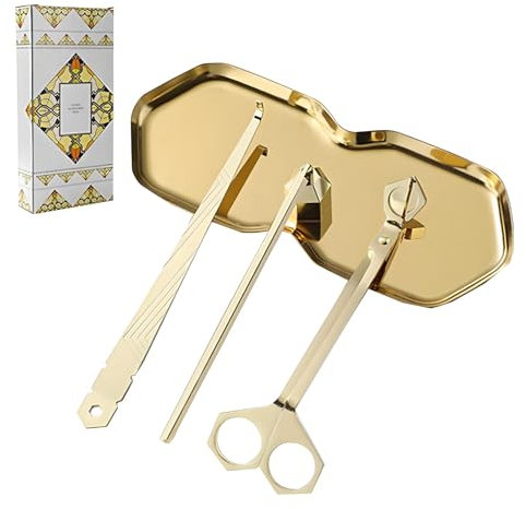 PWMENLK Premium 4 in 1 Candle Accessory Set - Candle Wick Trimmer, Snuffer, Wick Dipper and Tray, Care Kit for Candle Lover, Perfectly Trimmed Wicks (Rose Gold)