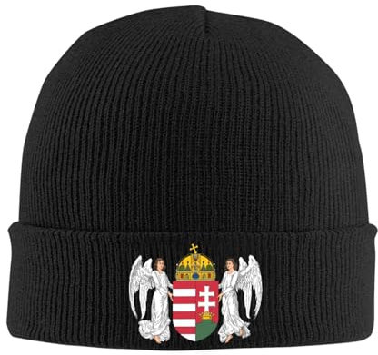Oudrspo Schwarzes Wappen von Ungarn, Strick-Skimütze, Klassische warme Wintermütze für Damen und Herren