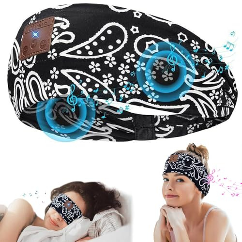 YiYunTE Schlafkopfhörer, Stirnband, Bluetooth, Schlafmaske, Kopfhörer, Geräuschunterdrückung, Schlaf-Stirnband, weiche Schlafkopfhörer, Männer und Frauen, Geschenke für Entspannung, Meditation, Sport