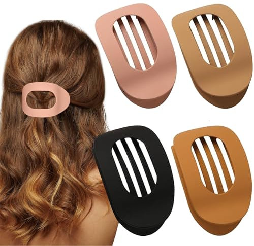 VivaSmile 4 Pinces Cheveux, Pince Cheveux Femme Plate, Pinces à Cheveux au Design Courbé pour S'allonger et Conduire, Pince Cheveux Mat Et Forte Tenue (Sombre)