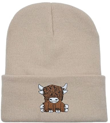 Schottische Hochlandkuh-Mütze, Süße Schottische Kuh-Strickmütze Warme Hip-Hop-Mütze für Autumn und Winter Unisex