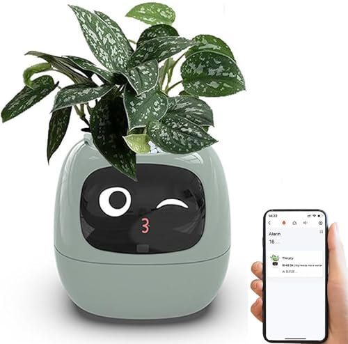 Donubiiu Smarte Blumentopf mit KI, Roboter-Blumentopf Automatische Pflanzenpflege, App-Steuerung (Grün)