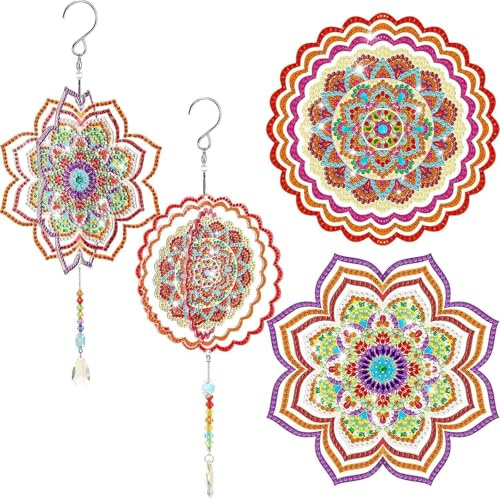 Beojonvy Diamond Painting Sonnenfänger Windspiel, 2 Stück diamond Painting Sonnenfänger Kinder, Diamant Paintings Anhänger, Diamond-Painting, Geschenk Mädchen 6 7 8 9 10 11 Jahre