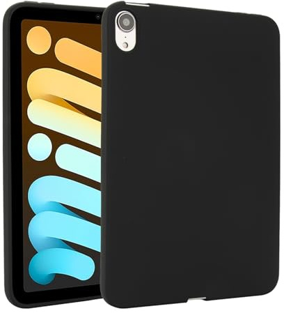 Custodia in silicone morbido compatibile con iPad Mini 7 (A17 Pro) 2024/Mini 6 da 8,3, sottile, leggera, opaca, in TPU antiurto, compatibile con iPad Mini 7. Nero