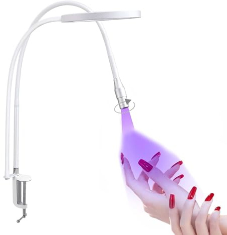Lampe De Bureau Avec Pince, Lampe De Bureau Led 5 W à Pince, Lampe Flexible à Col De Cygne 360° Pour Le Soin Des Yeux, Trois Modes De TempéRature, Pour Manucure, Lecture, Sourcils, Tatouage,White
