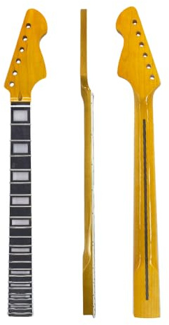 WUQIMUSC Maple Guitar Neck 22 Frets 25.5 inch Yellow Gloss Bolt On Heel
