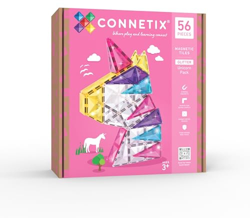 CONNETIX Magnetbausteine Glitzer-Einhorn-Set, 56 Stück