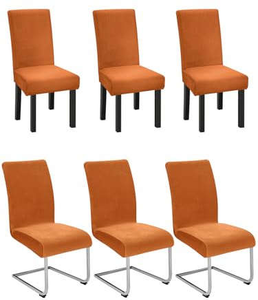 Dmyifan 6er Set Stuhlhussen für Schwingstuhl, Stretch Samt-Stuhlbezug aus Velvet Velour, Elastisch & Waschbar, Chair Cover für Esszimmerstühle, Hotel & Bankett
