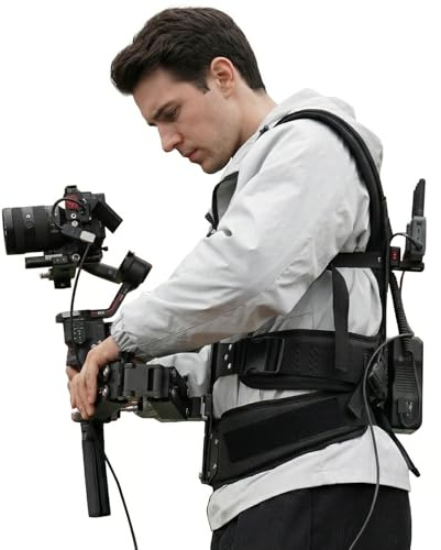 DF DIGITALFOTO Thanos X Gimbal Support Vest System | Steadicam Stabilizzatore Rig per DJI RS4 Pro/RS3/RS2 | Include batteria V-Mount e piastra di espansione trasmettitore wireless per streaming live