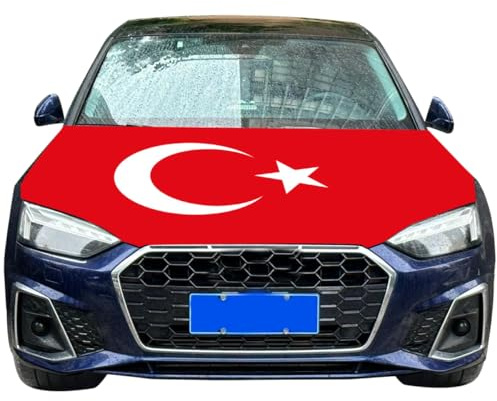 Türkei Flagge Motorhaube, Türkei Flagge Auto, Fan Artikel Türkiye Bayrak Fußball Auto Motorhaube Überzieher Flagge Türkiye Fußball Fan (1pc)