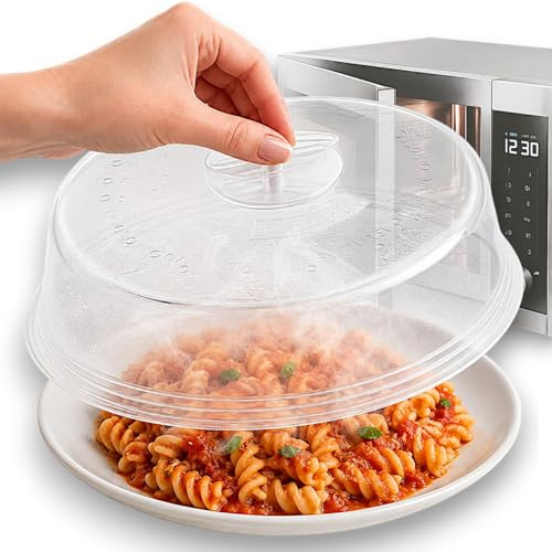 Tapa para microondas, tapa antisalpicaduras, apilable 24 cm, transparente, resistente, universal