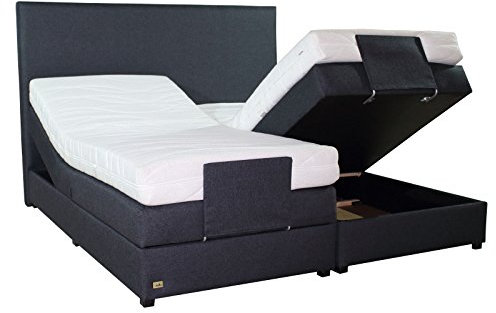 PAARA Boxspringbett mit Bettkasten Kopfverstellung Antirutsch-Matten Taschenfederkern Matratze Kaltschaum Topper Komplettset - Jedes Bett EIN Unikat - Made in Germany (160 x 200 cm)
