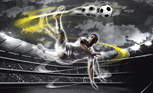 Wallpaper Mural AMF20116_VE Papier peint photo non-tissé Motif football de ForWall, Non-tissé, Schwarz und Weiss,gelb, VEXL (208cm. x 146cm.)