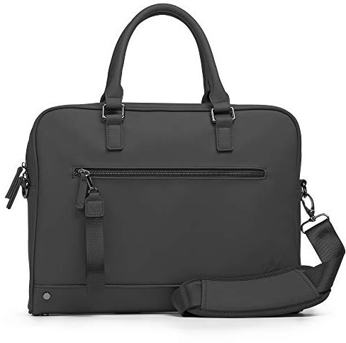The Friendly Swede Sacoche pour Laptop Minimaliste avec Sangle Bandoulière, Sacoche pour Ordinateur Portable 13 Sac de Travail Compact, PU Végétalien - VRETA (Noir)