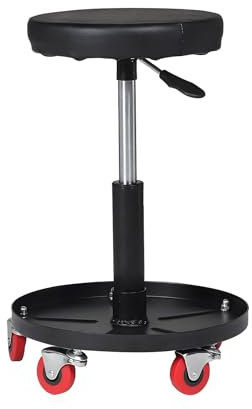 Shoze Workshop Stool Mechanic Stool 59 * 38cm Workshop Stool Pneumatic Chair Trolley Seat Adjustable Car Repair Stool with Tool Tray for Garage Shop Car Repair