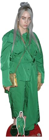 Star Cutouts CS804 Billie Eilish Green Suit Lifesize Cardboard Cutout 161cm with Mini – Indie Pop Icon Party Decoration, Fan Display & Collector Gift