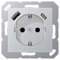 Jung A1520-15CAAL SCHUKO-Steckdose mit USB Typ AC (max. 3A) mit erhöhtem Berührungsschutz (Thermoplast bruchsicher) Aluminium Serie A