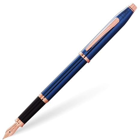 Cross Century II Füllfederhalter (F-Feder, Schreibfarbe schwarz, inkl. Premium Geschenkverpackung) Transluzent Blaulack/Rosé Gold