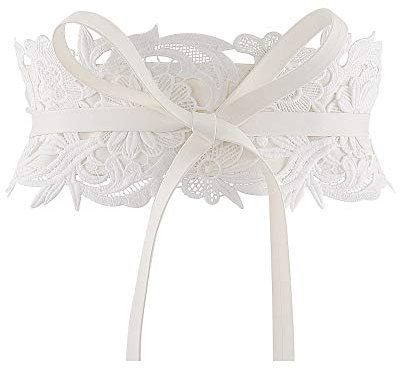 CHIC DIARY Spitze Obi Gürtel Damen Breiter Taillengürtel Bindegürtel Retro Elegant Wickelgürtel Dekorativer Kleidgürtel
