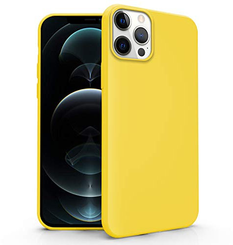 N NEWTOP Cover Compatibile con Apple iPhone 12 PRO Max, Custodia TPU Soft Gel Silicone Ultra Slim Sottile Flessibile Case Posteriore Protettiva (Giallo)
