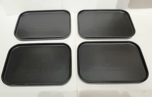Nubento, Juego de 4 platos rectangulares de cerámica de color negro, 19 x 13 x 1,5 cm