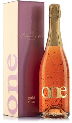 ONE | Vino Espumoso Brut One Gold Rosè, Vino Espumoso Brut con copos de oro 24K, Cava Premium, Vino 60 meses de crianza, 1 Botella x 75 cl. - One Gold Rosè.