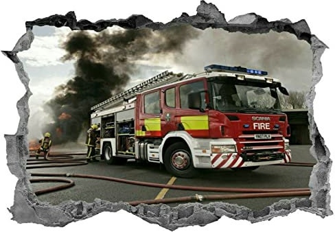 Feuerwehrauto, Wandaufkleber, Feuerwehrauto, Wandkunst, Kinder, Aufkleber, Wandbild