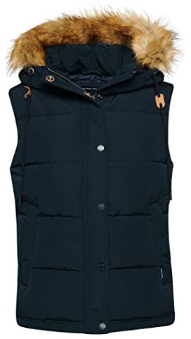 Superdry Damen Everest Kunstfell-Weste Finster Marineblau 36