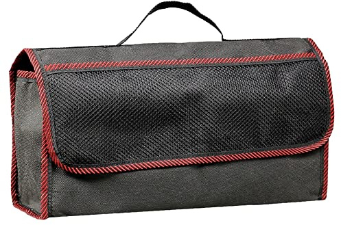 SolaDirect Car Boot Organiser Bag Anti Slip Foldable for Boot Storage Case Tool Bag Interior Declutter Boot Tidy Bag Organiser Tools, Suitable for All Vehicles, Black & Red