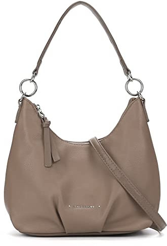 David Jones - Damen Hobo Schultertasche - Frau Handtasche PU Leder - Umhängetasche Mittelgroße Lange Henkel - Tasche Beuteltasche Schultergurt - Designer Retro Einfache Klassische Elegante - Beige