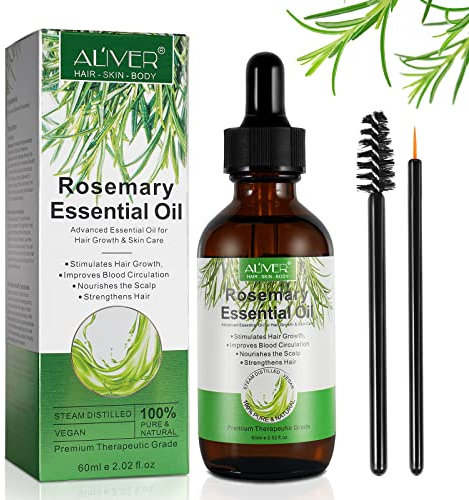 Huile Essentielle De Romarin Pour La Croissance Des Cheveux, Soins De La Peau - 100% Pure Organique Pour Les Sourcils, Cils, Nourrit Le Cuir Chevelu, Stimule La Croissance Des Cheveux 60ML
