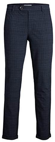 JACK & JONES Jpstmarco Jjconnor AKM Noos Pantalon Chino, Bleu Marin. Détails : Carreaux, 30 W/34 L Homme