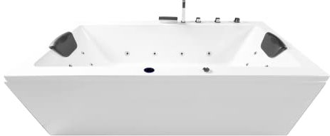 Basera® BASIC Indoor Whirlpool Badewanne Naxos mit 16 Massagedüsen, Wasserfall, LED-Ambiente