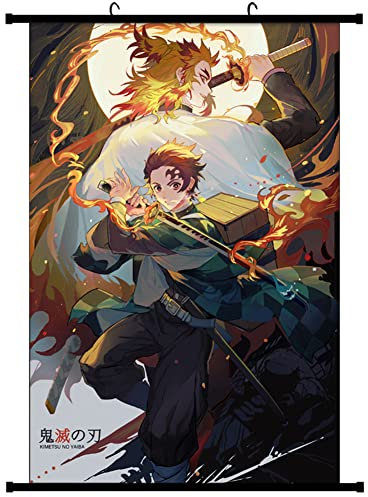 FYDZBSL Demon Slayer Anime Manga Poster Scroll Wallscroll Wanddeko Geschenk Stoffposter Wallscroll Wandkunst Ästhetische Raumdekor Leinwand Leinwandbild Kunstdruck Wandbild(B)