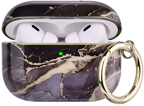 OLEBAND Airpods Pro 2 Hülle 2022 mit niedlichem Muster, harte flexible Schutzhülle für Apple Air Pod Pro 2. Generation, iPods Pro 2 Hülle für Frauen und Mädchen, grauer goldfarbener Marmor