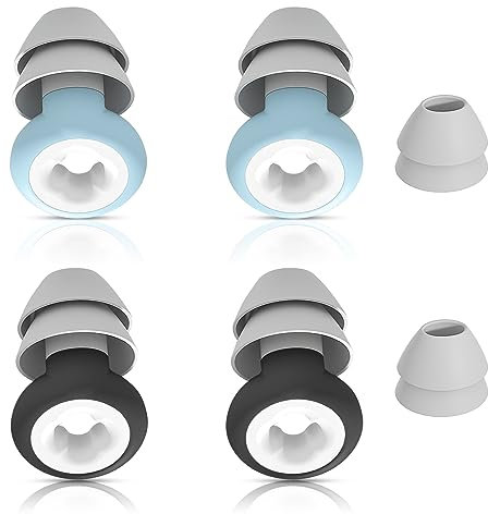 HENGBIRD Ohrstöpsel, 2 Paar Silikon, 3D Shape, Weicher Wiederverwendbar, Schwarz-Blau, Lärmschutz, Gehörschutz, Optimaler Komfort, Mehrzweck, Schwimmen, Schlafen, Schnarchen, Arbeiten, Lernen
